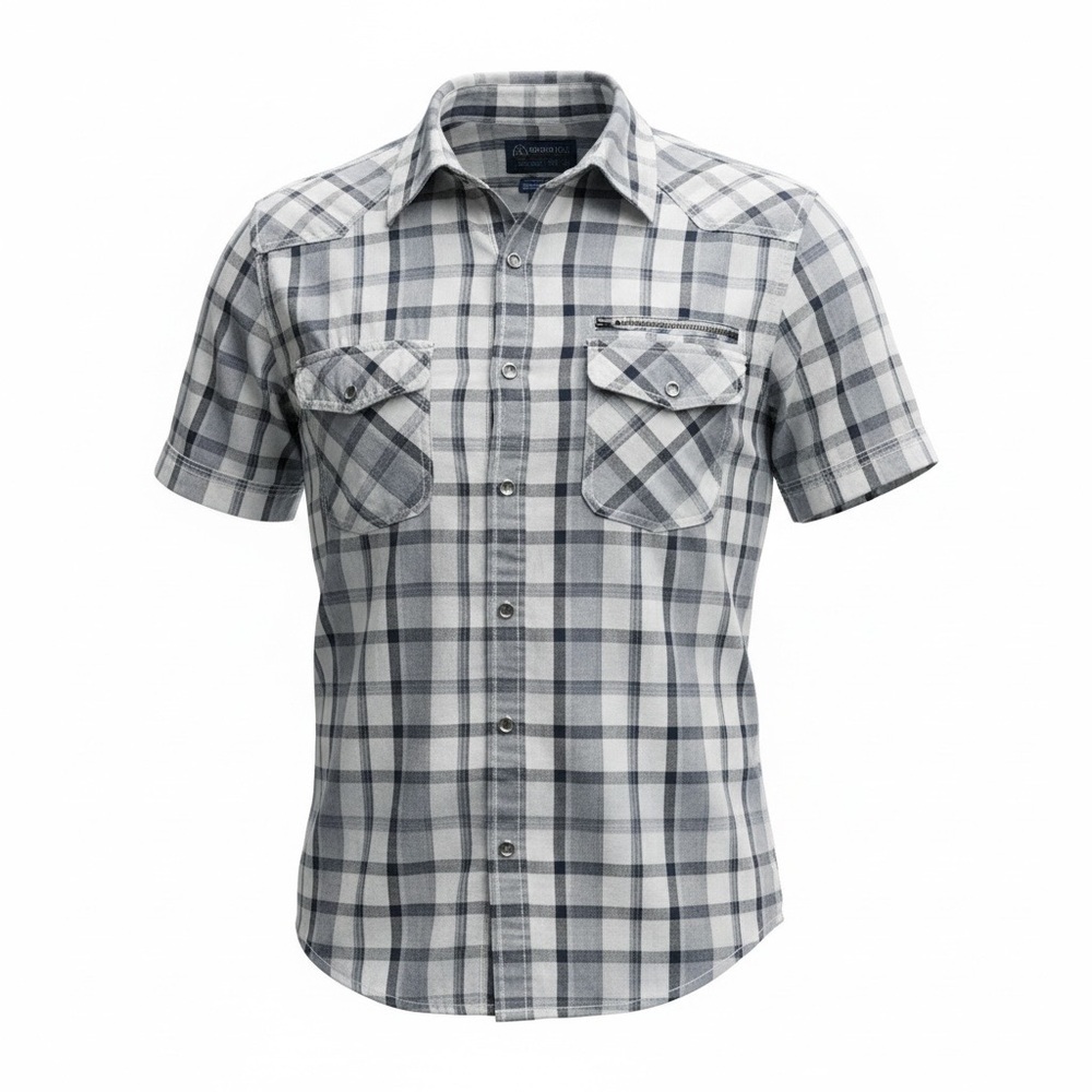 American Rag Plaid Button Down Shirt Size L Short Sleeve Casual